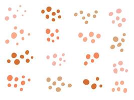 Abstract Rounded Dot Cluster Collection. A minimal collection of sixteen abstract dot clusters in soft earthy tones featuring circular forms and scattered layouts. Perfect for patterns backgrounds vector