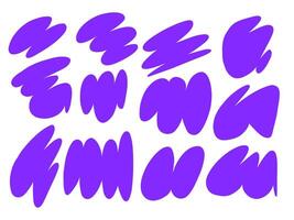 Freeform Abstract Blob Stroke Element. A modern collection of 12 abstract purple blob stroke elements with unique brush shapes and artistic distortion. Perfect for social media visual branding vector