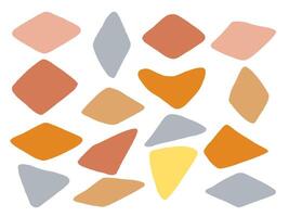 Freeform Abstract Diamond and Blob Shape. A playful collection of sixteen freeform abstract shapes including diamonds blobs in warm earthy tones. Perfect for patterns branding packaging posters vector