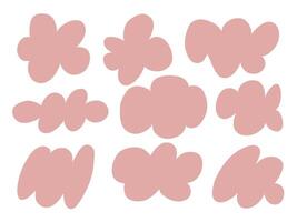 Abstract Pink Cloud Blob Line Art. A playful collection of 9 abstract pink blob shapes inspired by cloud forms and freeform silhouettes in soft line art style. Perfect for modern design projects vector