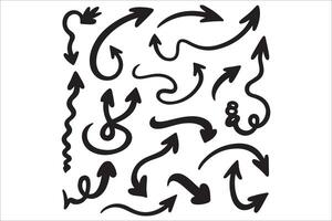 Various arrows drawn in black on a white background vector
