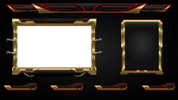 Gold and black frame set with red and black elements png