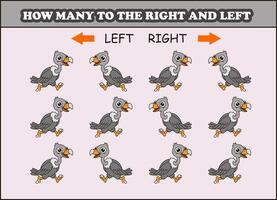 Left and right bird counting quiz vector