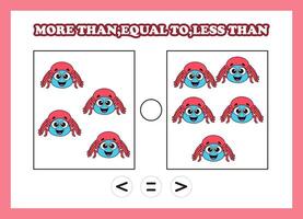 Crab illustrations for math comparison vector