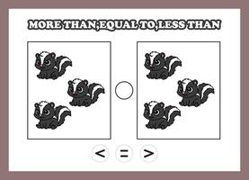 Adorable skunks demonstrating comparison concepts vector
