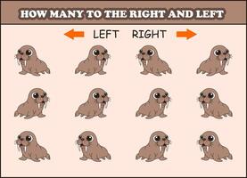 how many walrus to the left and right. animal arrow vector