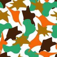 Simple seamless pattern in doodle style. Multicolored curves shapes on a white background. For prints of fabric, packaging, textile products, camouflage clothing. vector