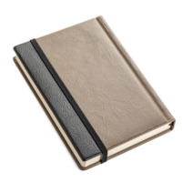 Closed Beige Notebook with Gray Elastic Band on a Transparent Background png