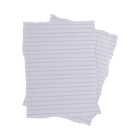 White ripped torn sheet of notebook paper with blue lines isolated on transparent background png
