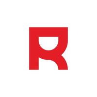 letter r red simple geometric logo vector