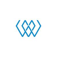 letter wv linked thin lines simple geomettric logo vector