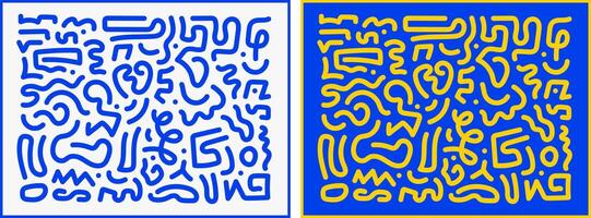 Abstract blue and yellow line art vector