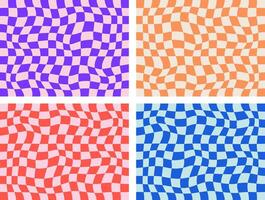 Colorful wavy patterns in four designs vector
