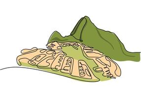 Machu Picchu one line drawing vector