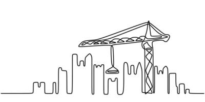 Building Project Single Line Drawing Construction Concept vector
