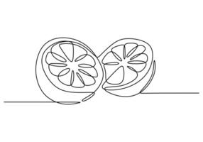 Lemon illustrated in continuous one line drawing. Minimalist design for healthy food and fruit concepts. vector