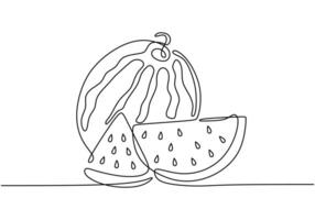 Continuous line drawing of watermelon. Design for healthy food concepts. vector