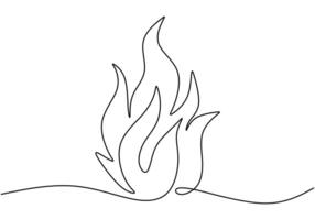 Flame Symbol One Line Drawing for Nature Energy Concept vector
