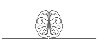 Brain symbol one line drawing vector