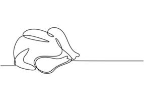 Chicken Meat One Line Drawing for Minimalist Food Design vector