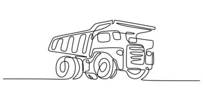 Big construction vehicle single line drawing vector
