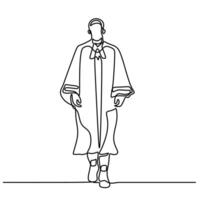 Person in judge's robe line art vector