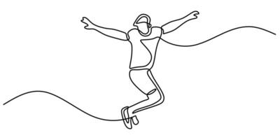 Leaping man in action line drawing vector