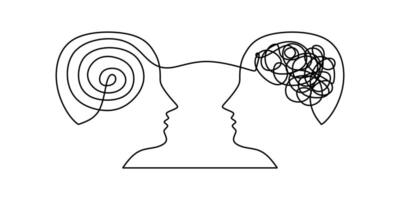 Two heads with swirling lines drawing vector