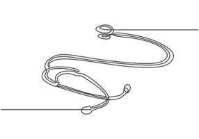 Stethoscope Line Art. Simple continuous line drawing of a medical stethoscope for healthcare themes. vector