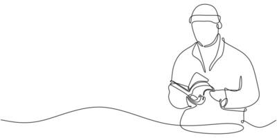 Man Reading Book One Line Drawing vector