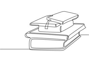 Stack of books in continuous line drawing. Education concept emphasizing knowledge and learning. vector