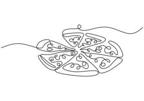 Pizza illustrated in continuous line drawing. Minimalist design for food and drink concepts. vector
