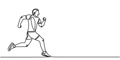 Running man posture continuous line drawing vector