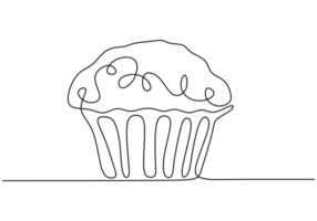 Cupcake illustrated in continuous line drawing. Minimalist design for food and bakery concepts. vector