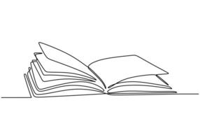 Open book one line drawing vector