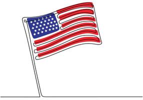 Usa flag continuous line art style vector