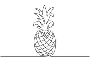 Fresh pineapple one line drawing vector