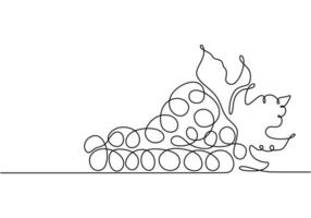 Bunch of grapes one line drawing vector