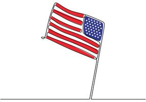 American flag continuous line illustration vector