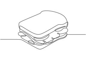 Bread slice bakery one line drawing vector