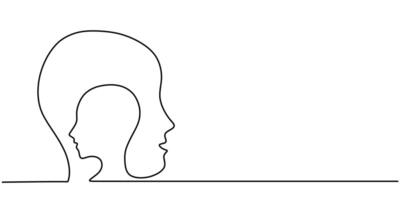 Head inside another head line art vector