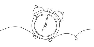 Alarm Clock One Line Drawing for Time Management Concept vector