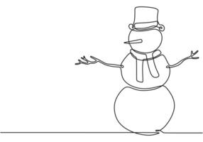 Snowman continuous line art vector