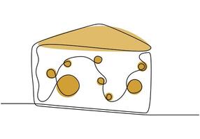 Continuous line drawing of cheese. Illustration for food and drink concepts. vector