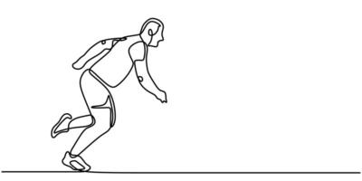 Man running swiftly one line drawing vector