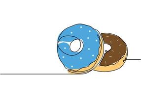 Two donuts continuous line art vector