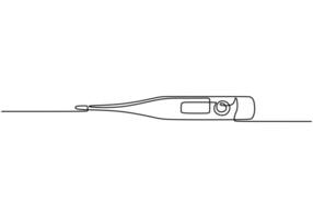 Thermometer in One Line Drawing. Minimalist healthcare concept for temperature measurement illustration. vector