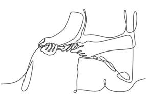 Hand holding a climbing rope in continuous line drawing. Adventure and climbing skills concept. vector