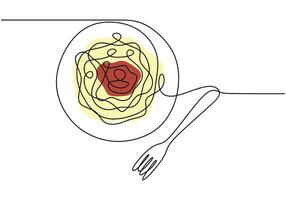 Fork and plate of noodles art vector