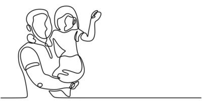 Father holding child in arms drawing vector